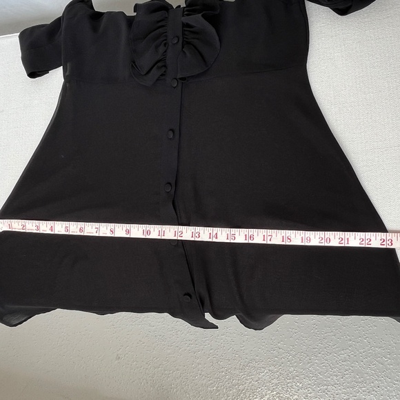 Zara (M) black dress with ruffles, chiffon, sheer, with slip. Office. Cocktail. - Picture 12 of 16